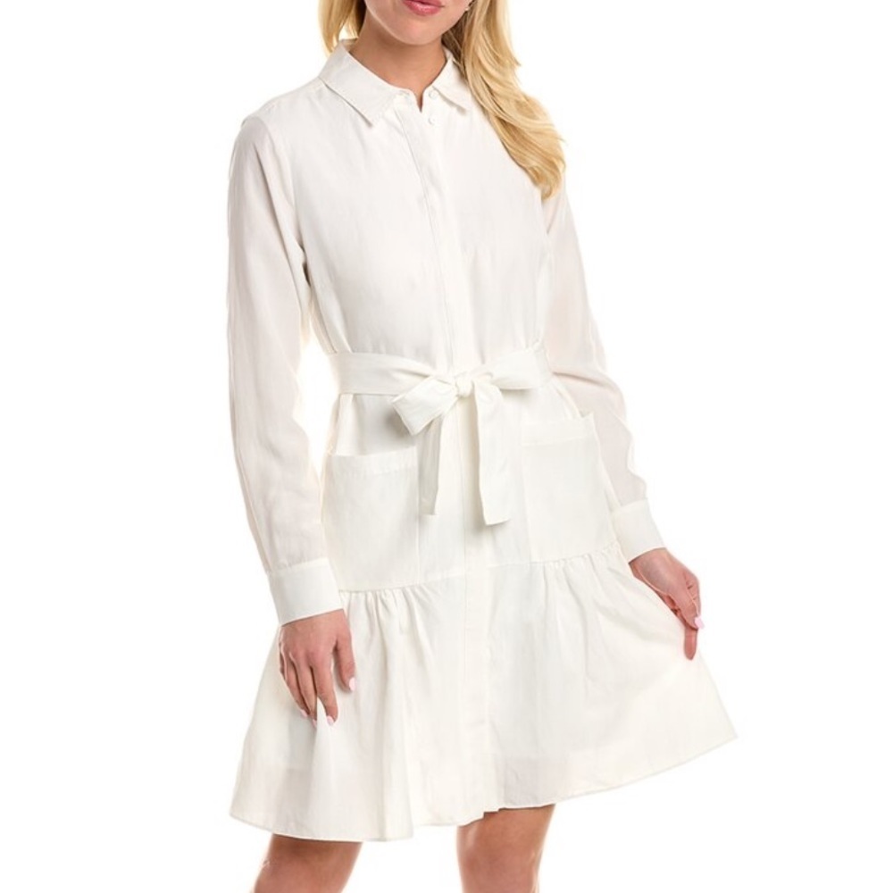 Kobi Halperin White‎ Linen Blend Shirt Dress Nash Belted Womens Small READ